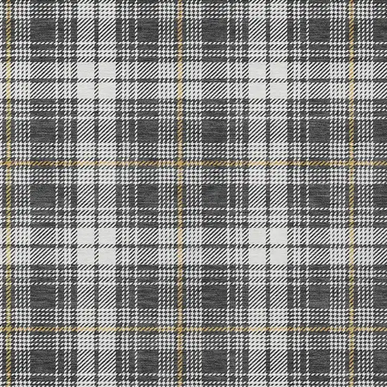 Charcoal Ivory And Gold Plaid Washable Indoor Outdoor Area Rug Photo 5