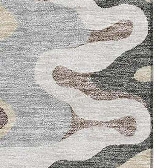 Charcoal Ivory And Gray Abstract Washable Area Rug With UV Protection Photo 3