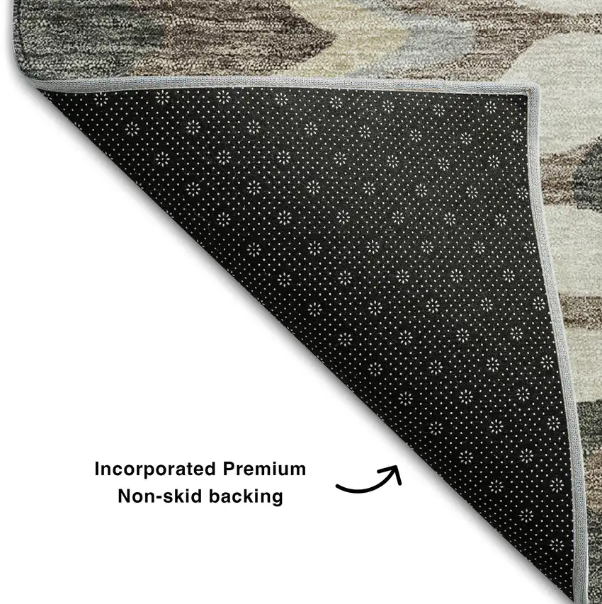 Charcoal Ivory And Gray Abstract Washable Area Rug With UV Protection Photo 7