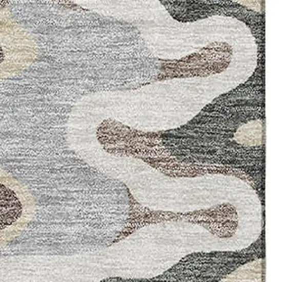 Charcoal Ivory And Gray Abstract Washable Area Rug With UV Protection Photo 3