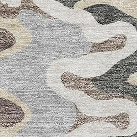 Charcoal Ivory And Gray Abstract Washable Area Rug With UV Protection Photo 3