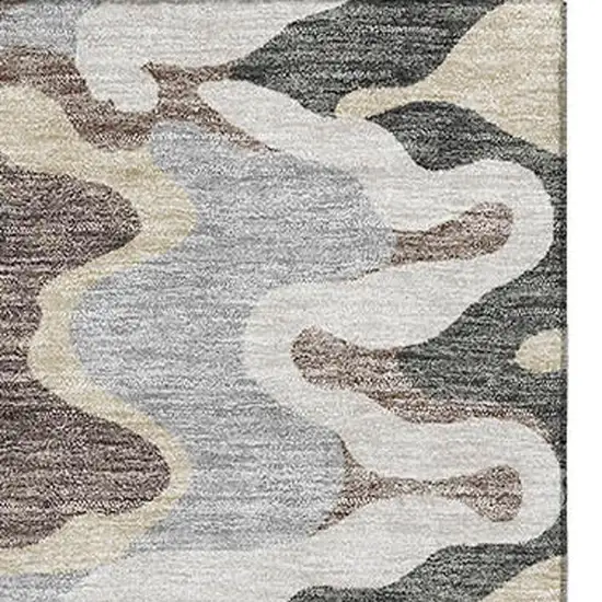 Charcoal Ivory And Gray Abstract Washable Area Rug With UV Protection Photo 4