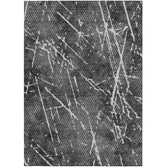 Charcoal Ivory And Gray Abstract Washable Indoor Outdoor Area Rug Photo 6