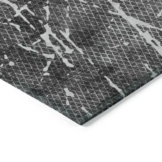 Charcoal Ivory And Gray Abstract Washable Indoor Outdoor Area Rug Photo 4