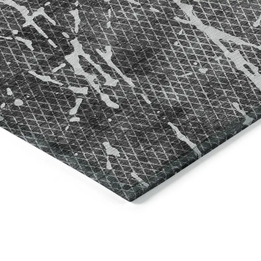 Charcoal Ivory And Gray Abstract Washable Indoor Outdoor Area Rug Photo 4