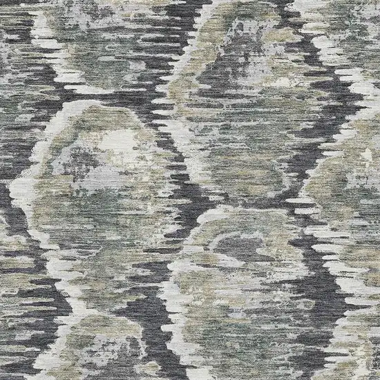 Charcoal Ivory And Gray Diamond Washable Area Rug With UV Protection Photo 4