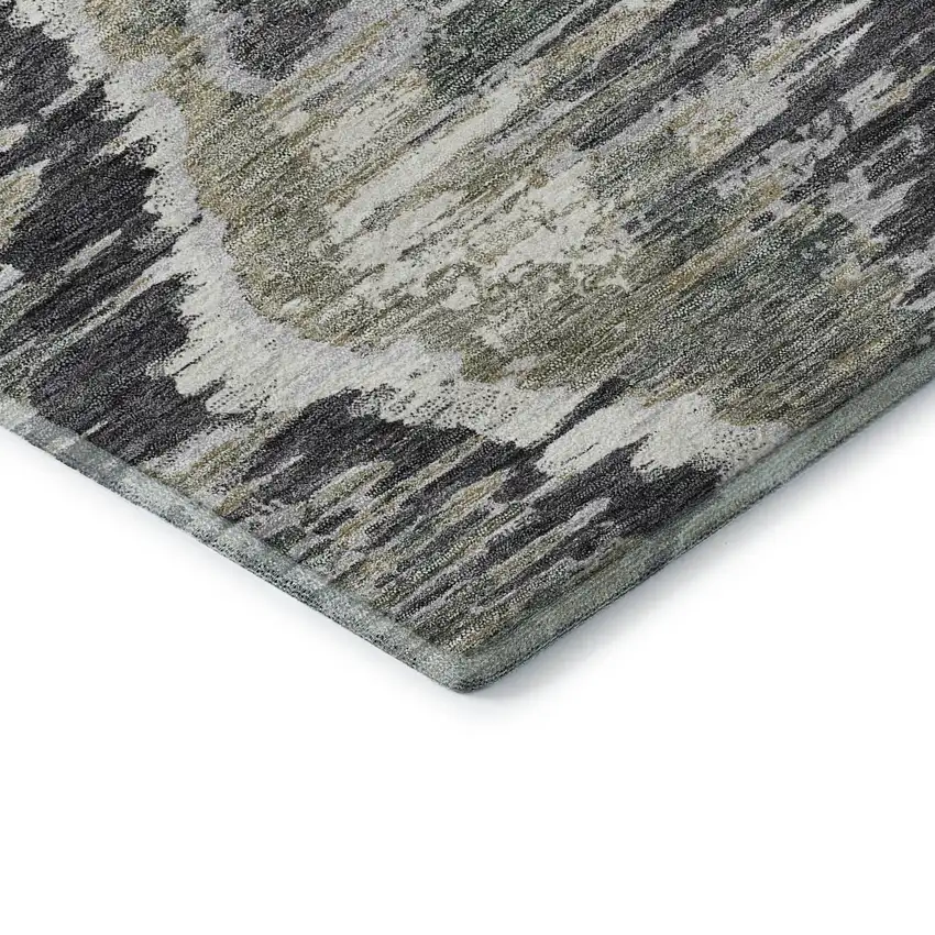 Charcoal Ivory And Gray Diamond Washable Area Rug With UV Protection Photo 8