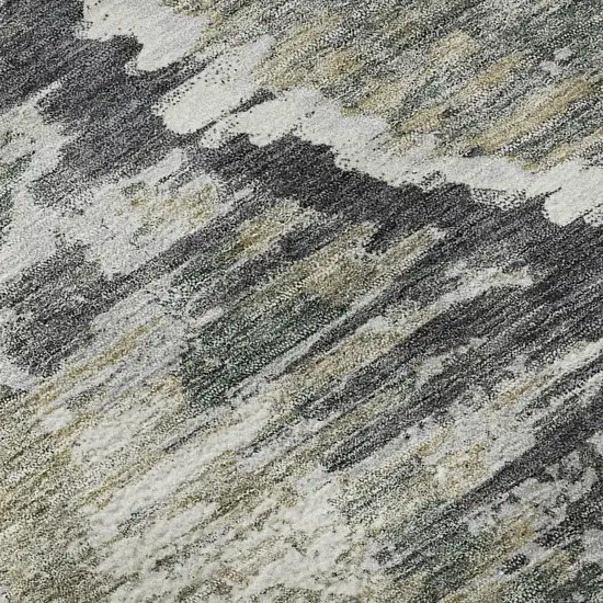 Charcoal Ivory And Gray Diamond Washable Area Rug With UV Protection Photo 9