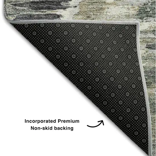 Charcoal Ivory And Gray Diamond Washable Area Rug With UV Protection Photo 7