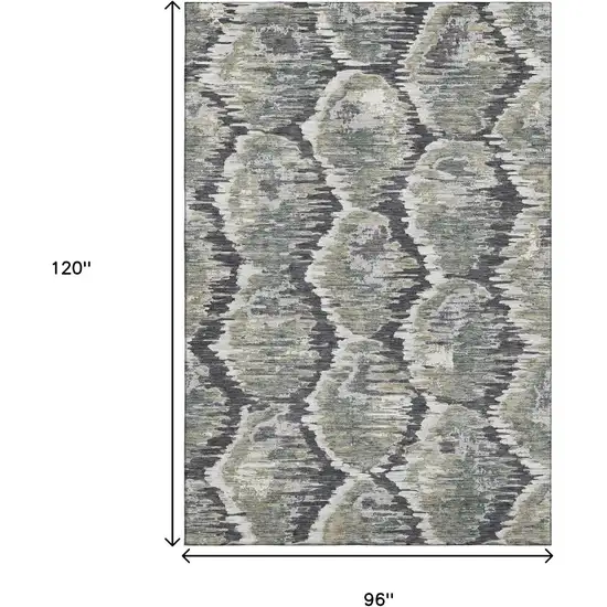 Charcoal Ivory And Gray Diamond Washable Area Rug With UV Protection Photo 3