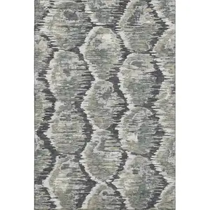 Photo of Charcoal Ivory And Gray Diamond Washable Area Rug With UV Protection