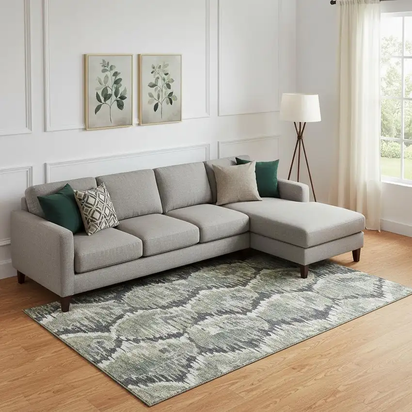 Charcoal Ivory And Gray Diamond Washable Area Rug With UV Protection Photo 1