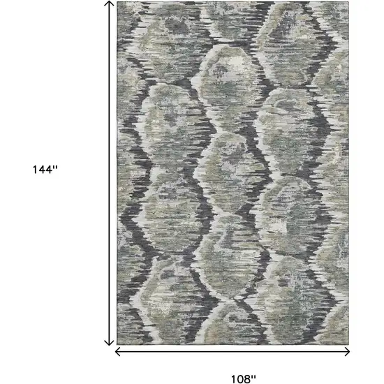 Charcoal Ivory And Gray Diamond Washable Area Rug With UV Protection Photo 3