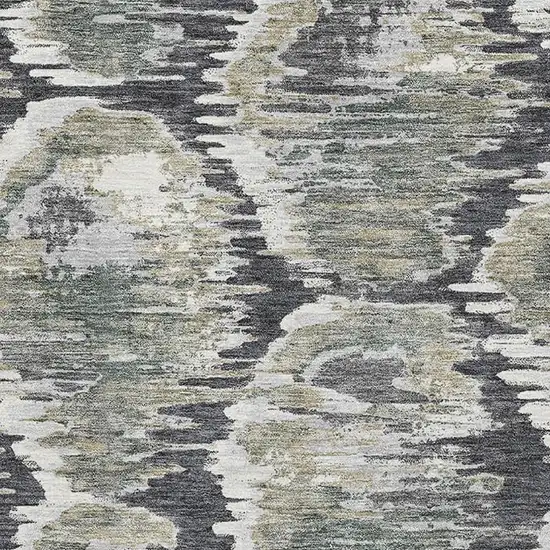 Charcoal Ivory And Gray Diamond Washable Area Rug With UV Protection Photo 3