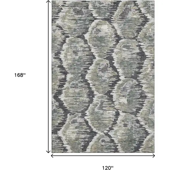 Charcoal Ivory And Gray Diamond Washable Area Rug With UV Protection Photo 3