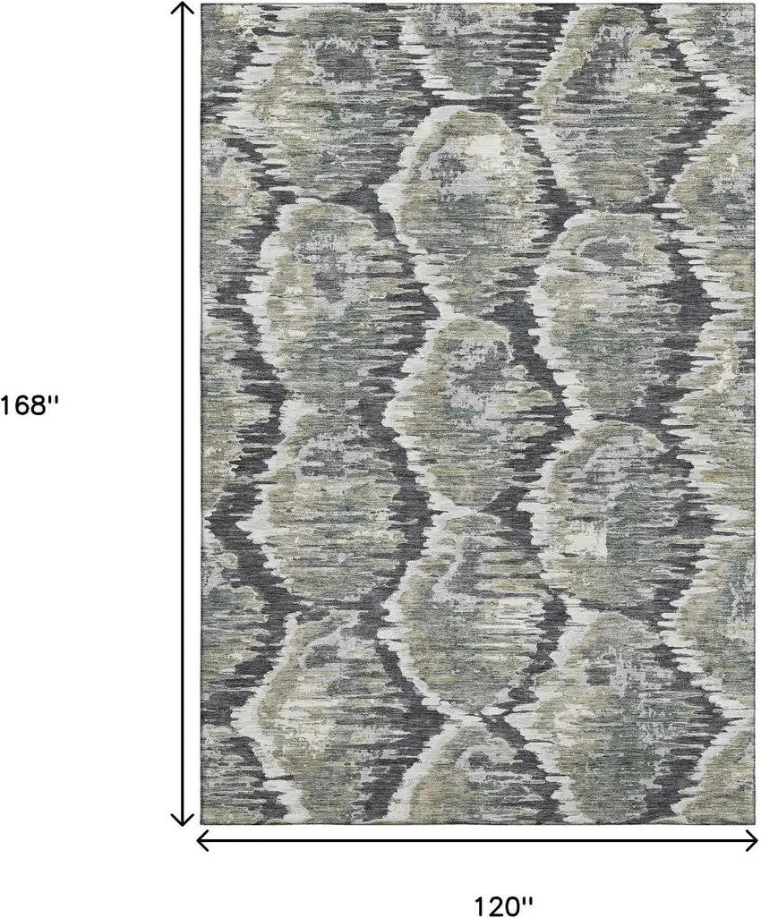 Charcoal Ivory And Gray Diamond Washable Area Rug With UV Protection Photo 3