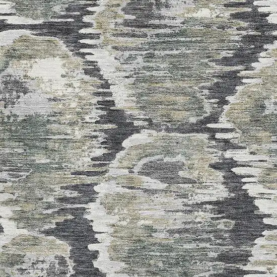 Charcoal Ivory And Gray Diamond Washable Area Rug With UV Protection Photo 3