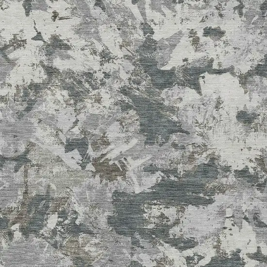 Charcoal Ivory And Gray Floral Washable Indoor Outdoor Area Rug Photo 6