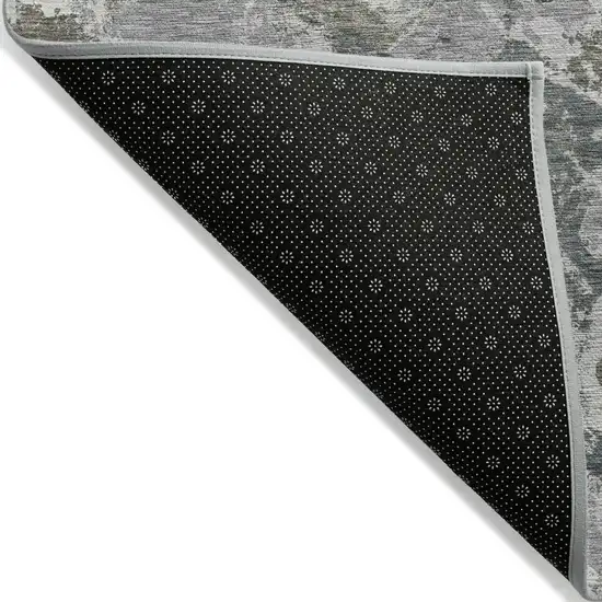Charcoal Ivory And Gray Floral Washable Indoor Outdoor Area Rug Photo 4