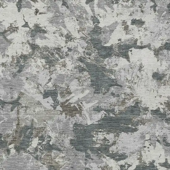 Charcoal Ivory And Gray Floral Washable Indoor Outdoor Area Rug Photo 6