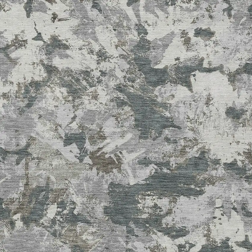 Charcoal Ivory And Gray Floral Washable Indoor Outdoor Area Rug Photo 6