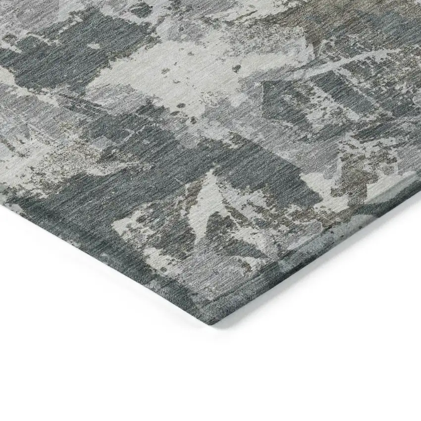 Charcoal Ivory And Gray Floral Washable Indoor Outdoor Area Rug Photo 3