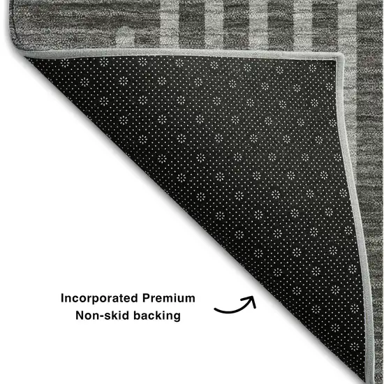 Charcoal Ivory And Gray Geometric Washable Area Rug With UV Protection Photo 6