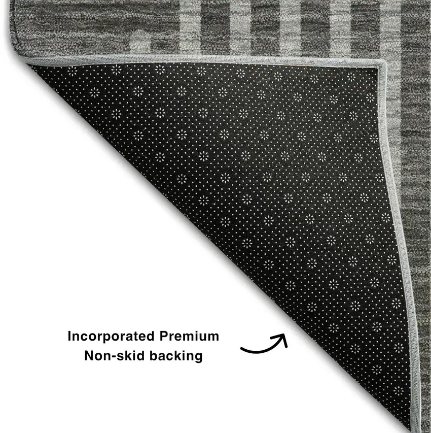 Charcoal Ivory And Gray Geometric Washable Area Rug With UV Protection Photo 6