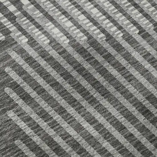 Charcoal Ivory And Gray Geometric Washable Area Rug With UV Protection Photo 9