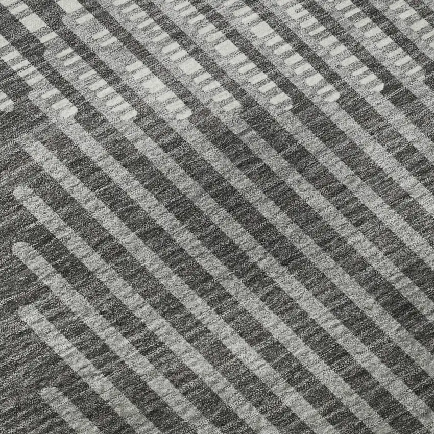 Charcoal Ivory And Gray Geometric Washable Area Rug With UV Protection Photo 9