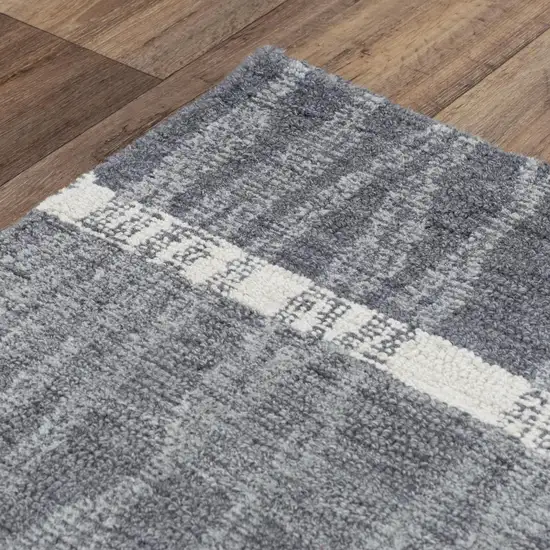 Charcoal Light Gray And Ivory Wool Striped Hand Tufted Area Rug Photo 4