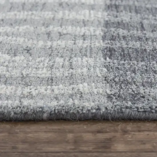 Charcoal Light Gray And Ivory Wool Striped Hand Tufted Area Rug Photo 5