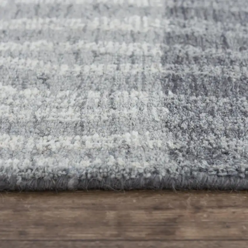 Charcoal Light Gray And Ivory Wool Striped Hand Tufted Area Rug Photo 5