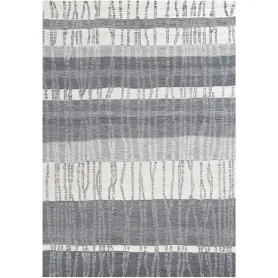 Charcoal Light Gray And Ivory Wool Striped Hand Tufted Area Rug Photo 1