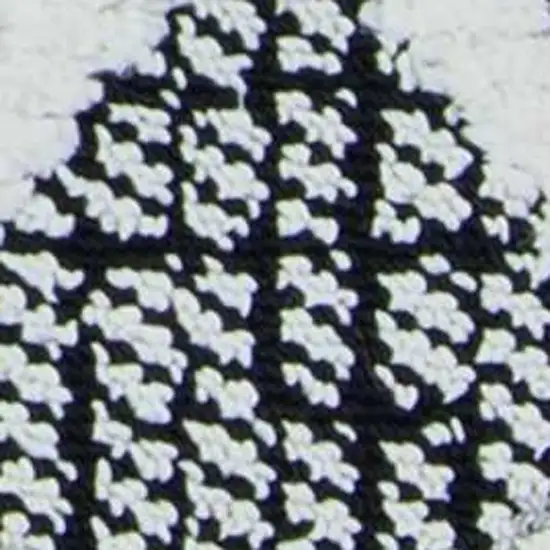 8' Cream And Charcoal Geometric Runner Rug Photo 5