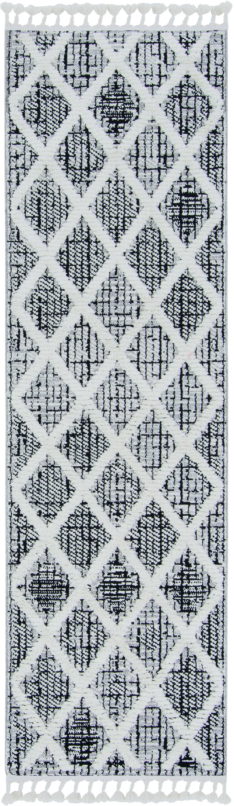 Charcoal Machine Woven Diamond Pattern Indoor Runner Rug Photo 3