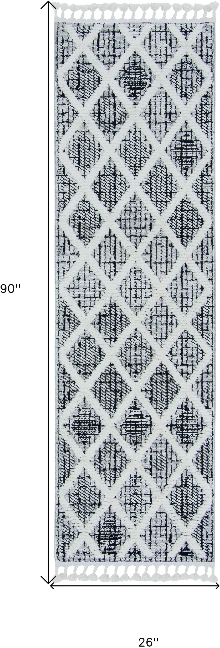 Charcoal Machine Woven Diamond Pattern Indoor Runner Rug Photo 4