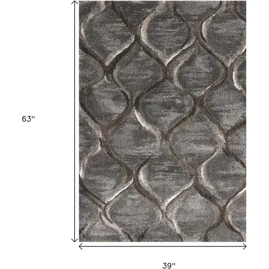 Charcoal And Light Gray Ogee Area Rug Photo 3