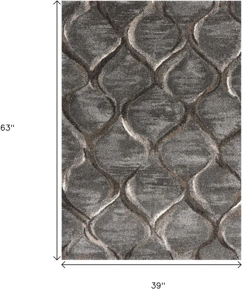 Charcoal And Light Gray Ogee Area Rug Photo 3