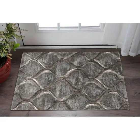 Charcoal And Light Gray Ogee Area Rug Photo 1