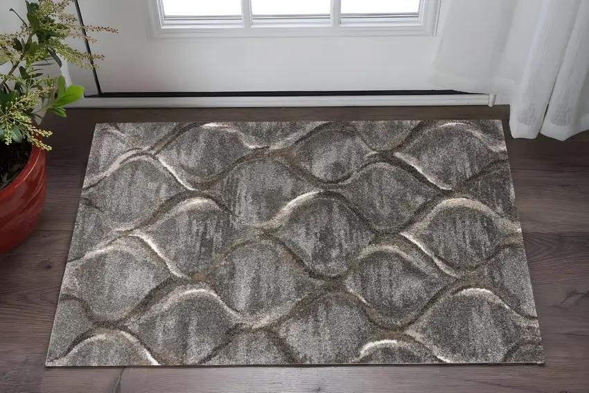 Charcoal And Light Gray Ogee Area Rug Photo 1