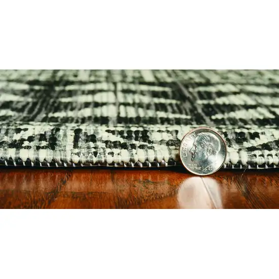 Charcoal Machine Woven UV Treated Scandinavian Indoor Outdoor Round Area Rug Photo 4