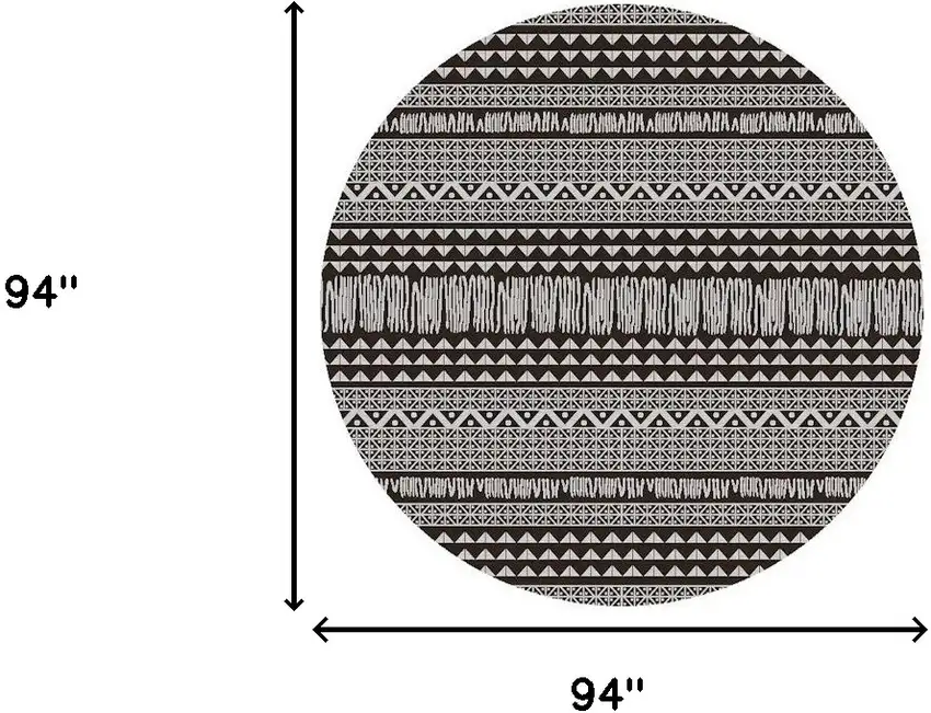 8' Charcoal Machine Woven Uv Treated Scandinavian Indoor Outdoor Round Area Rug Photo 9