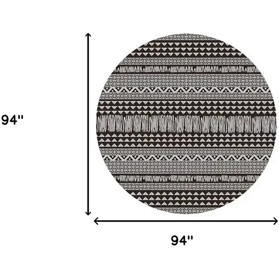 8' Charcoal Machine Woven Uv Treated Scandinavian Indoor Outdoor Round Area Rug Photo 9