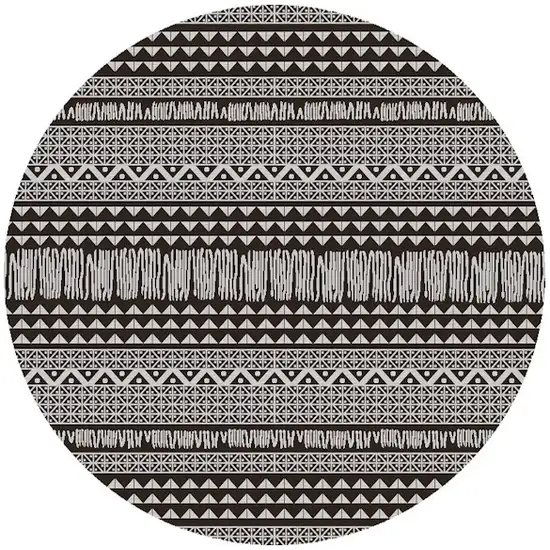8' Charcoal Machine Woven Uv Treated Scandinavian Indoor Outdoor Round Area Rug Photo 2