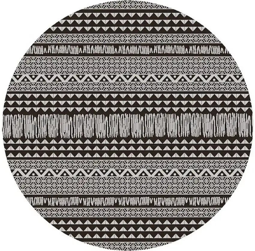 8' Charcoal Machine Woven Uv Treated Scandinavian Indoor Outdoor Round Area Rug Photo 3