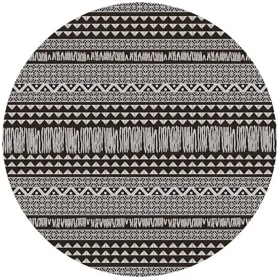 8' Charcoal Machine Woven Uv Treated Scandinavian Indoor Outdoor Round Area Rug Photo 3