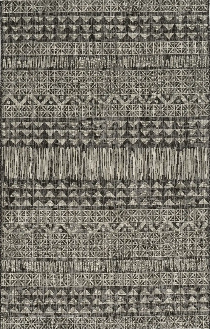 Charcoal Machine Woven UV Treated Tribal Indoor Outdoor Accent Rug Photo 1