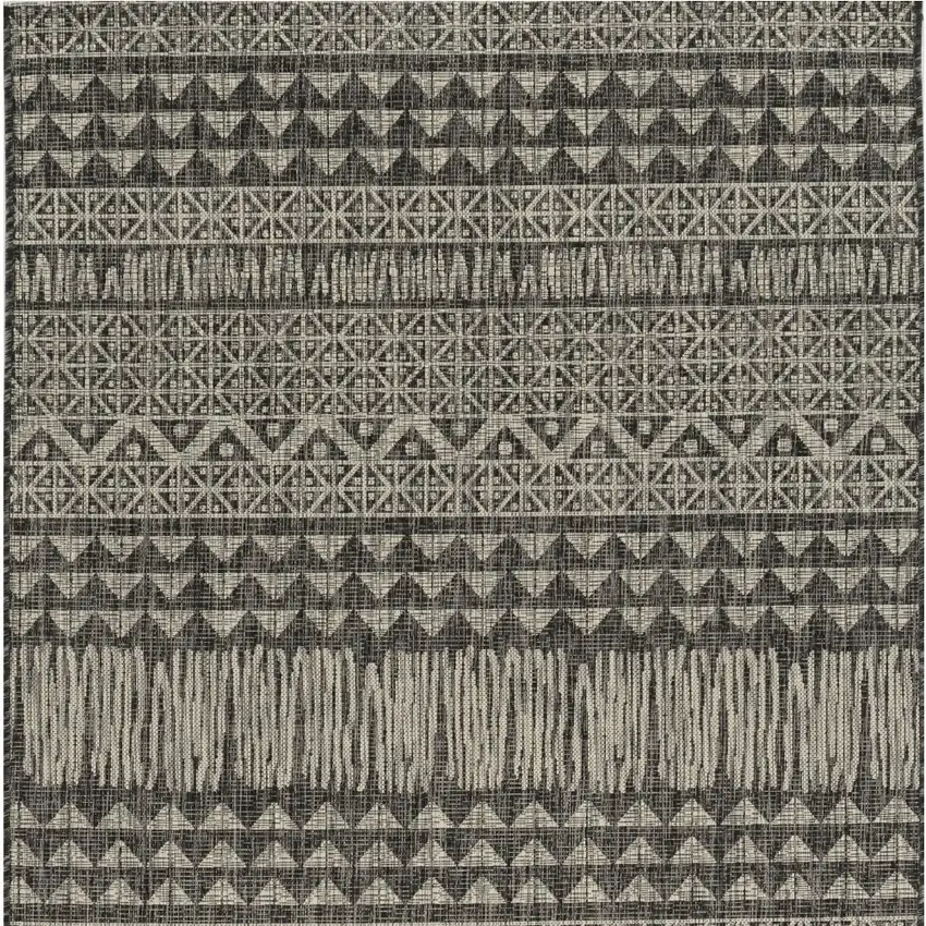 3'X4' Charcoal Machine Woven Uv Treated Tribal Indoor Outdoor Accent Rug Photo 6