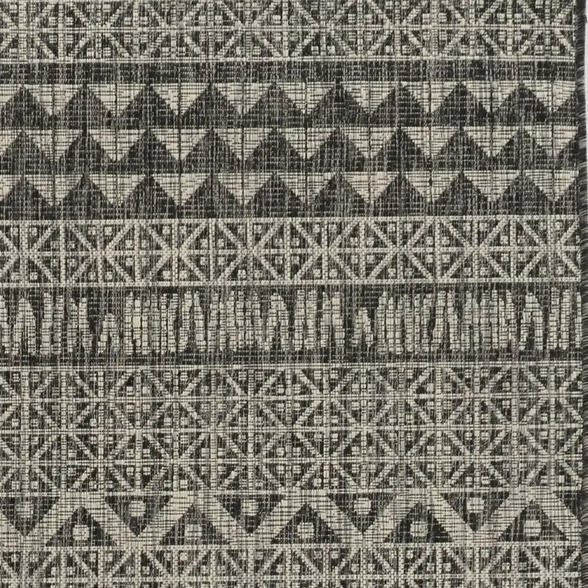 Charcoal Machine Woven UV Treated Tribal Indoor Outdoor Accent Rug Photo 2